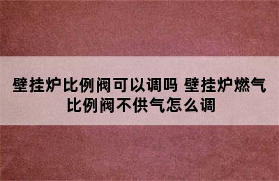 壁挂炉比例阀可以调吗 壁挂炉燃气比例阀不供气怎么调